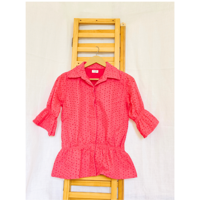Hakoba Cotton Shirt-Ruffle Sleeve - Image 6