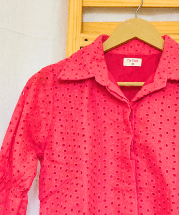 Hakoba Cotton Shirt-Ruffle Sleeve