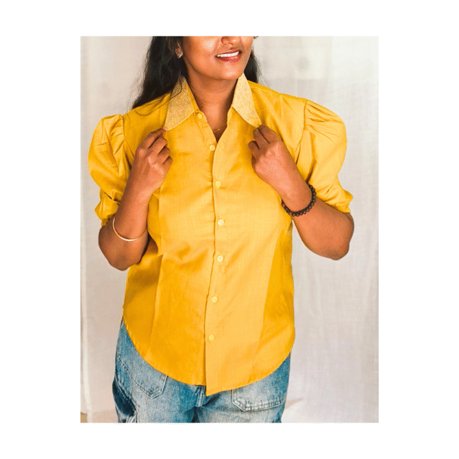 Cotton Shirt with Designer Collar - Image 2