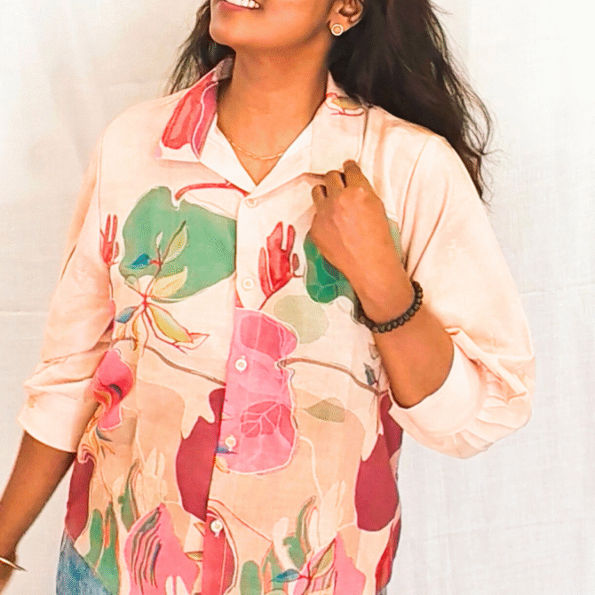 Floral Shirt with Baloon Sleeve - Image 3