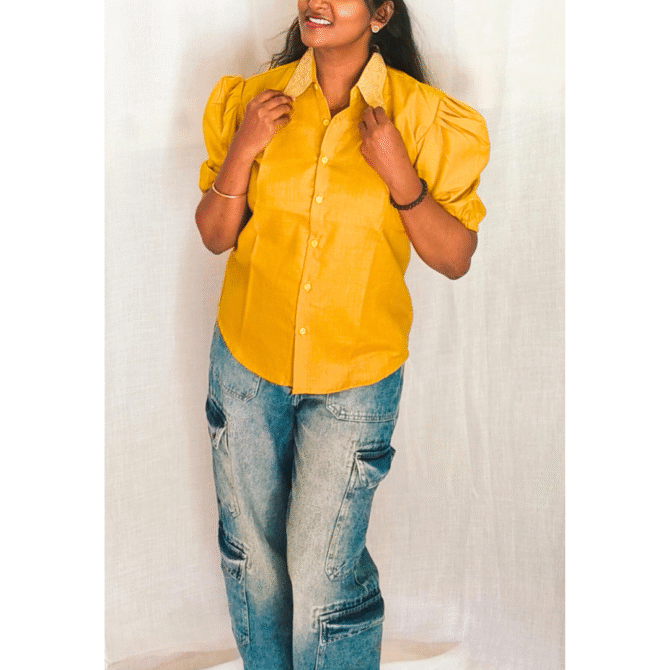 Cotton Shirt with Designer Collar - Image 4