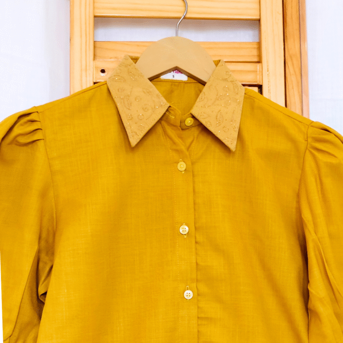 Cotton Shirt with Designer Collar - Image 6