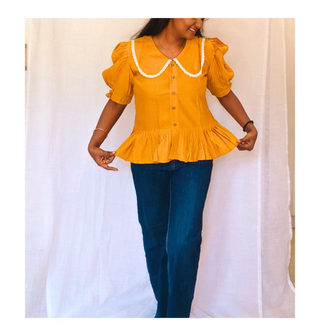 Korean Top with Lace Collar - Image 2