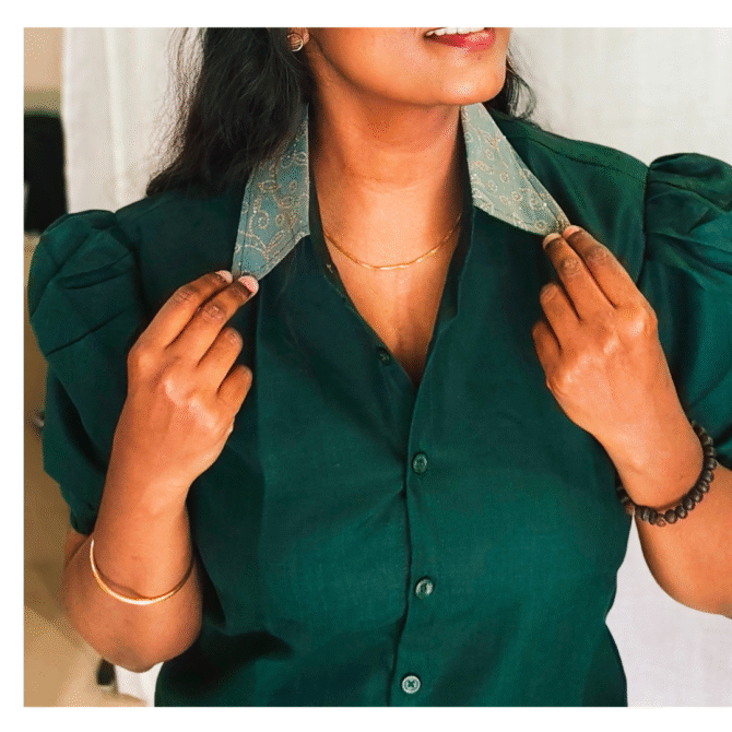 Cotton Shirt with Designer Collar - Image 11
