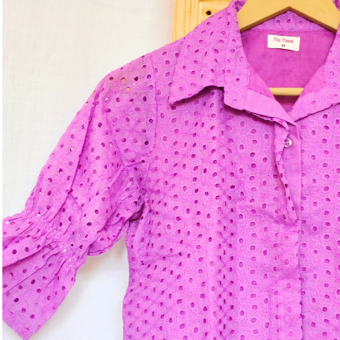 Hakoba Cotton Shirt-Ruffle Sleeve - Image 3