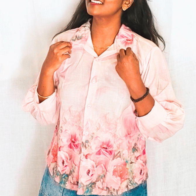 Floral Shirt with Baloon Sleeve - Image 6