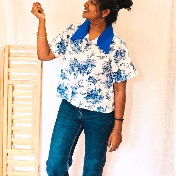 Korean Collar Crop Shirt - Image 2