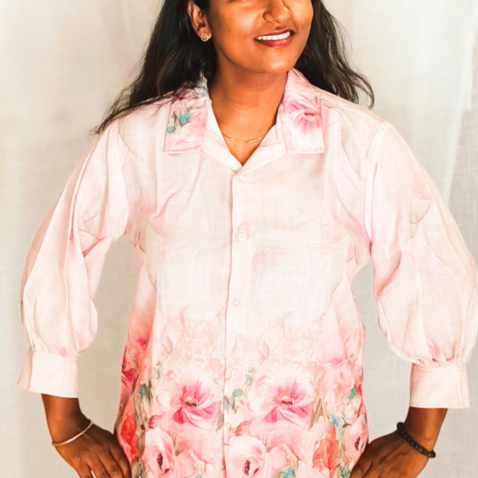 Floral Shirt with Baloon Sleeve - Image 3