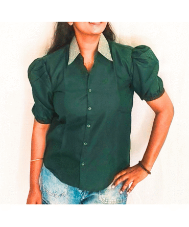 Cotton Shirt with Designer Collar