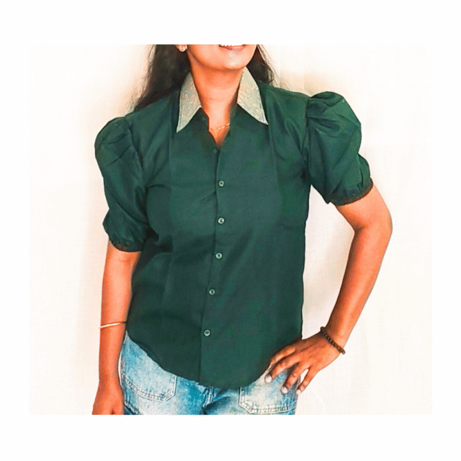 Cotton Shirt with Designer Collar