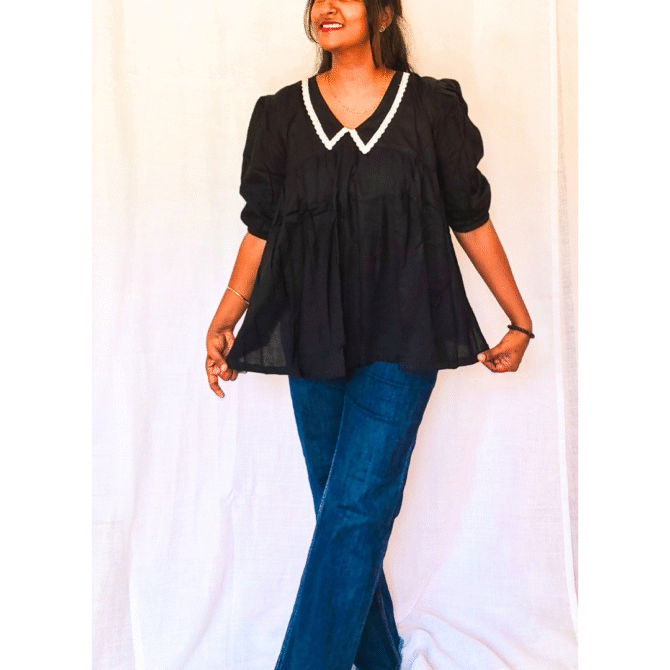 Peter Pan Lace Collar Top - Image 12