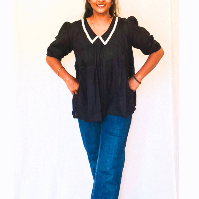 Peter Pan Lace Collar Top - Image 11